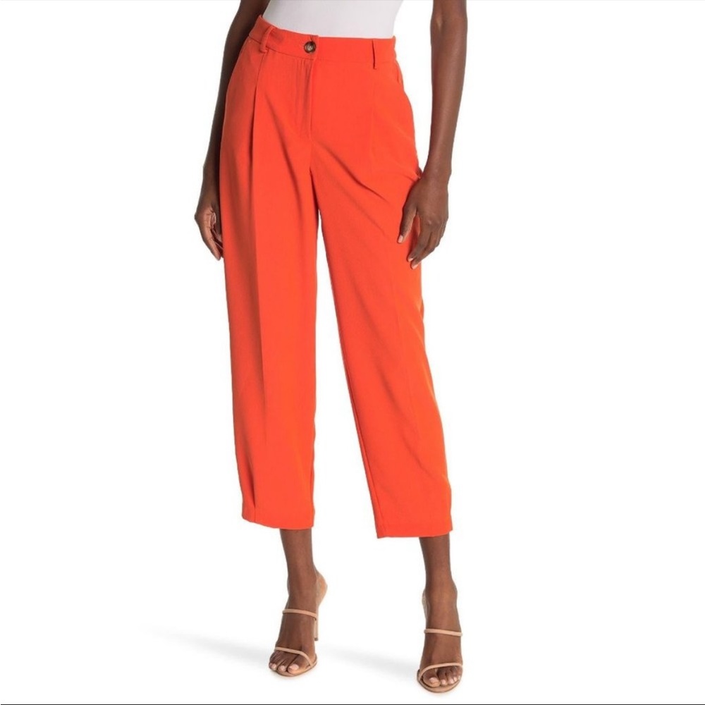 Topshop Tapered Peg High Waist Pleated Orange Pants size 8